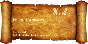 Miks Lambert névjegykártya